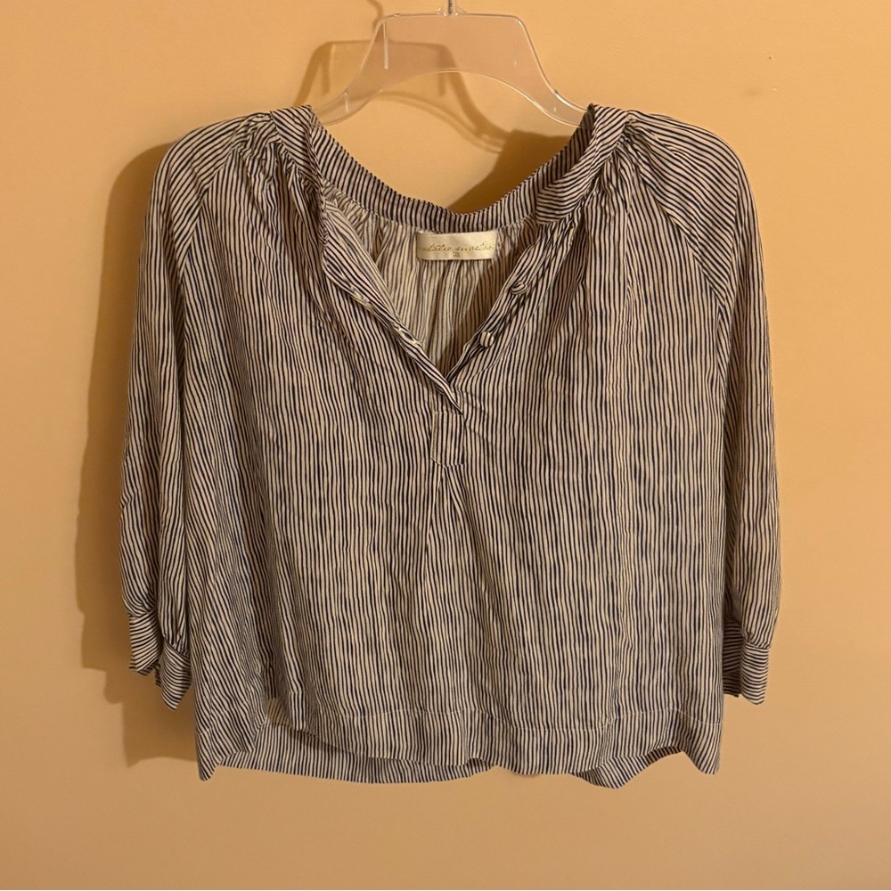 Natalie Martin navy & cream striped blouse